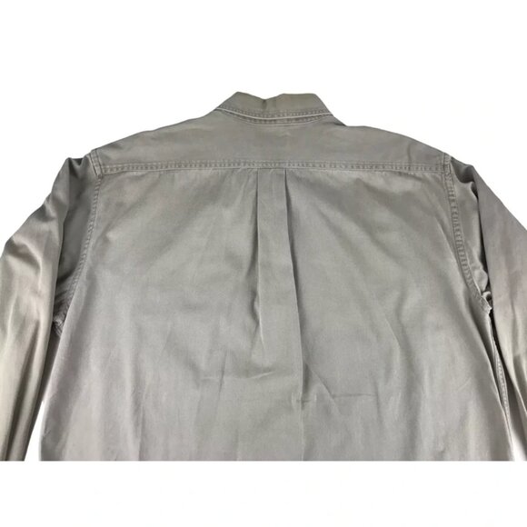 Lands'‎ End Mens Khaki Long Sleeve Pockets Button Up Shirt Size L (16-16.5) - Picture 8 of 9
